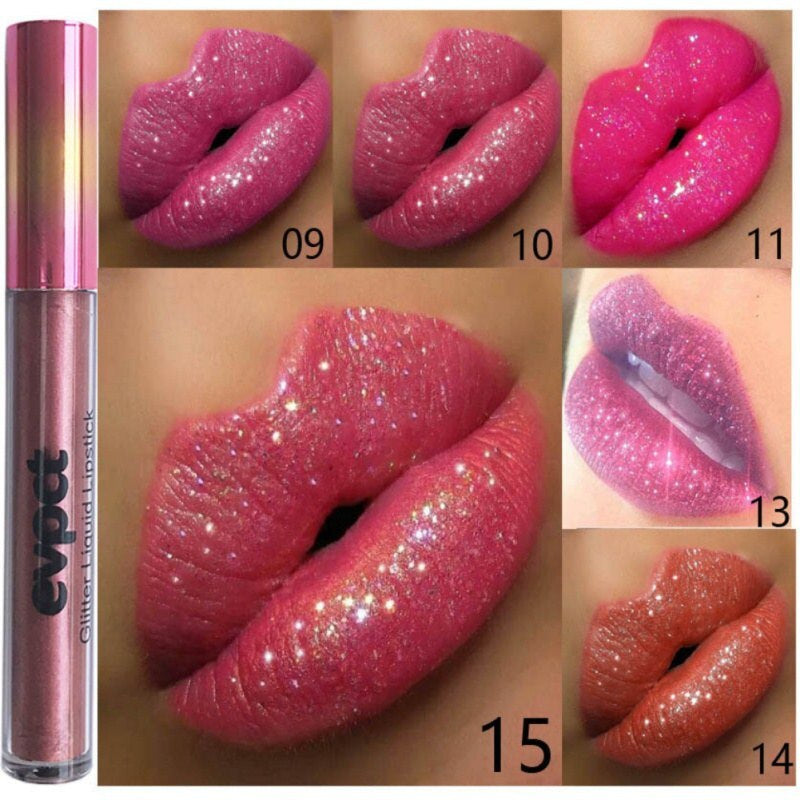 15 Colors Diamond Metallic Lipstick Lip Gloss Waterproof Long Lasting Matte Lip Gloss Makeup