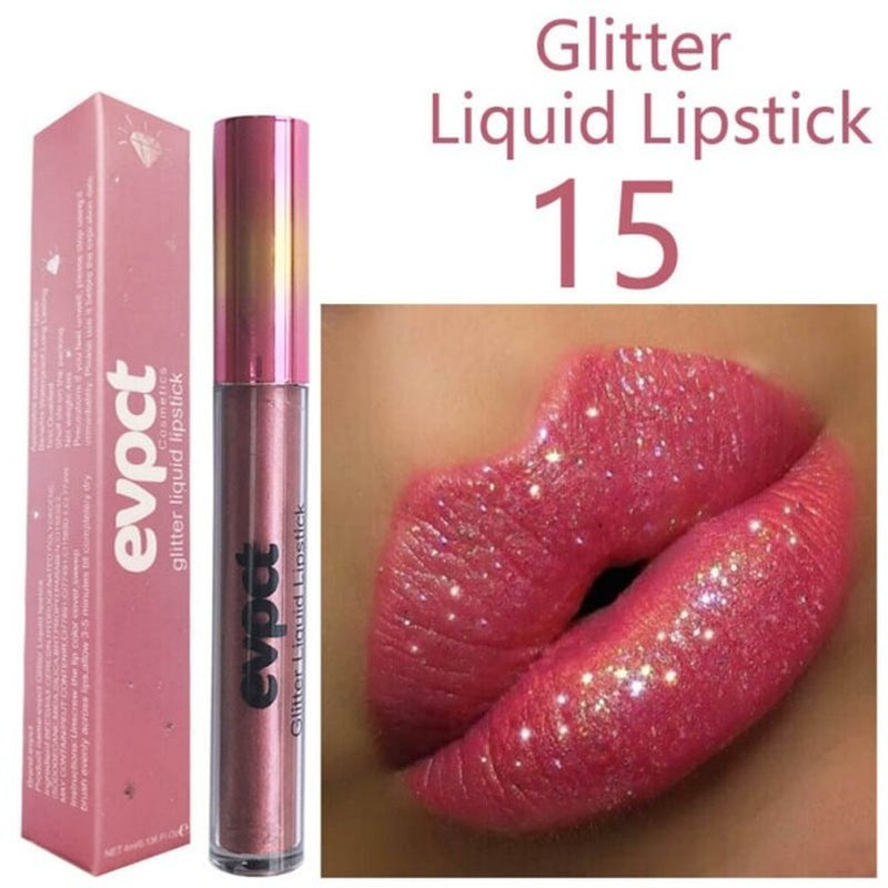 15 Colors Diamond Metallic Lipstick Lip Gloss Waterproof Long Lasting Matte Lip Gloss Makeup